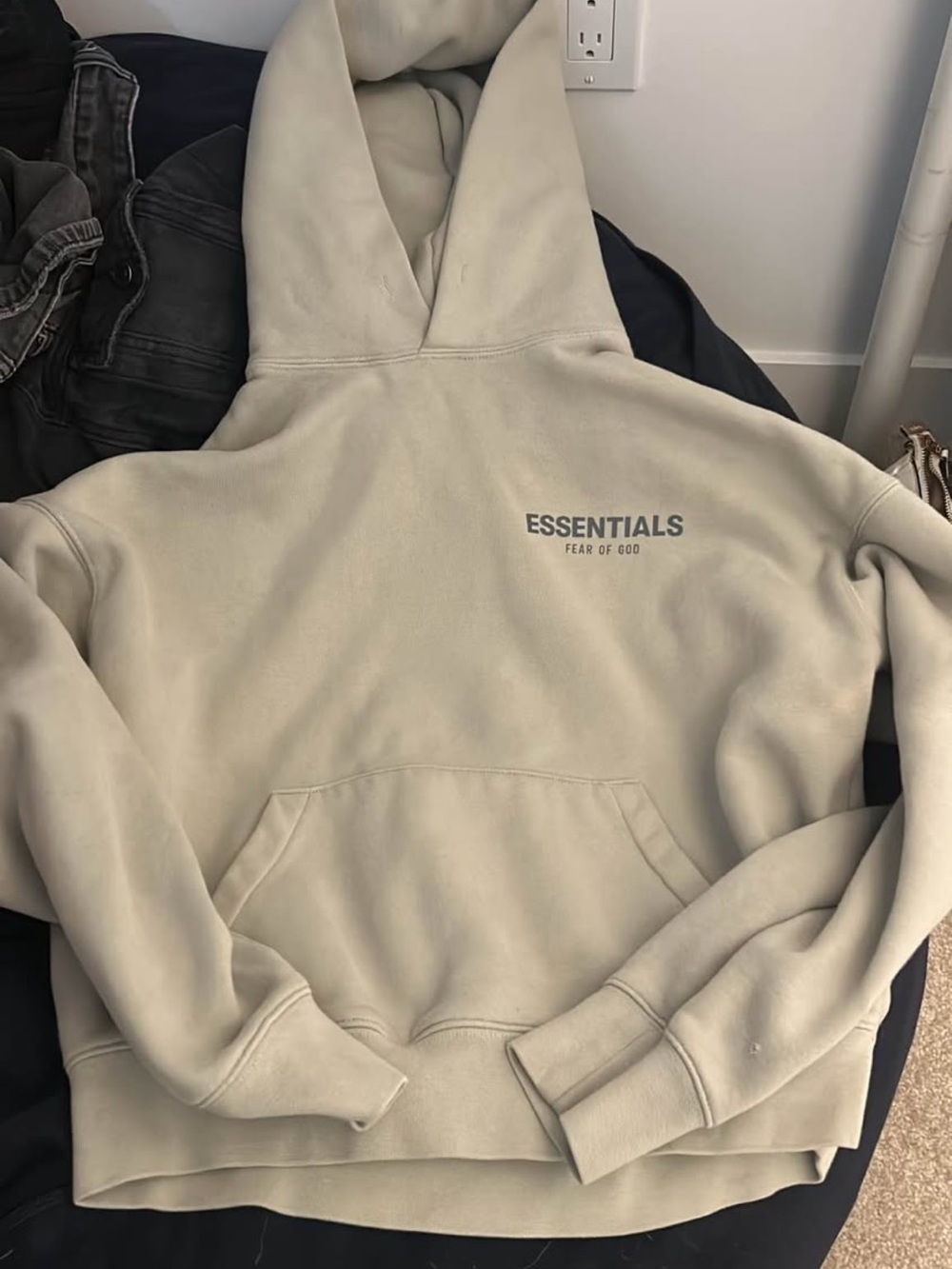 Fear of God Essentials Crewneck Hoodie in Light Beige